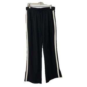 Who What Wear Women's Black White/Yellow Side Stripes Elastic‎ Waist Joggers Med